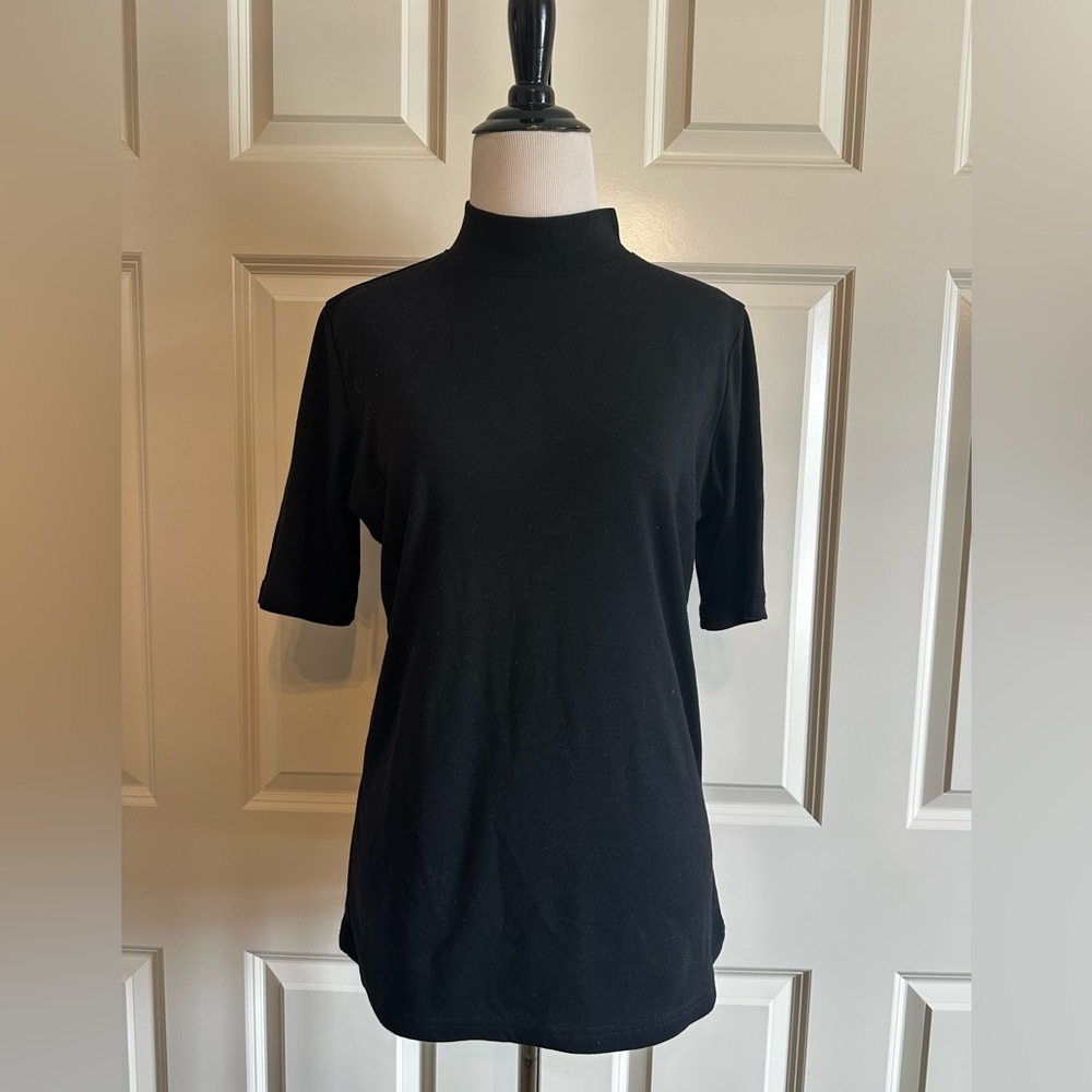 Black Mock Neck Turtleneck Women's Top